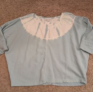 Pure Jill Cropped Light Blue Tie-Dye Top